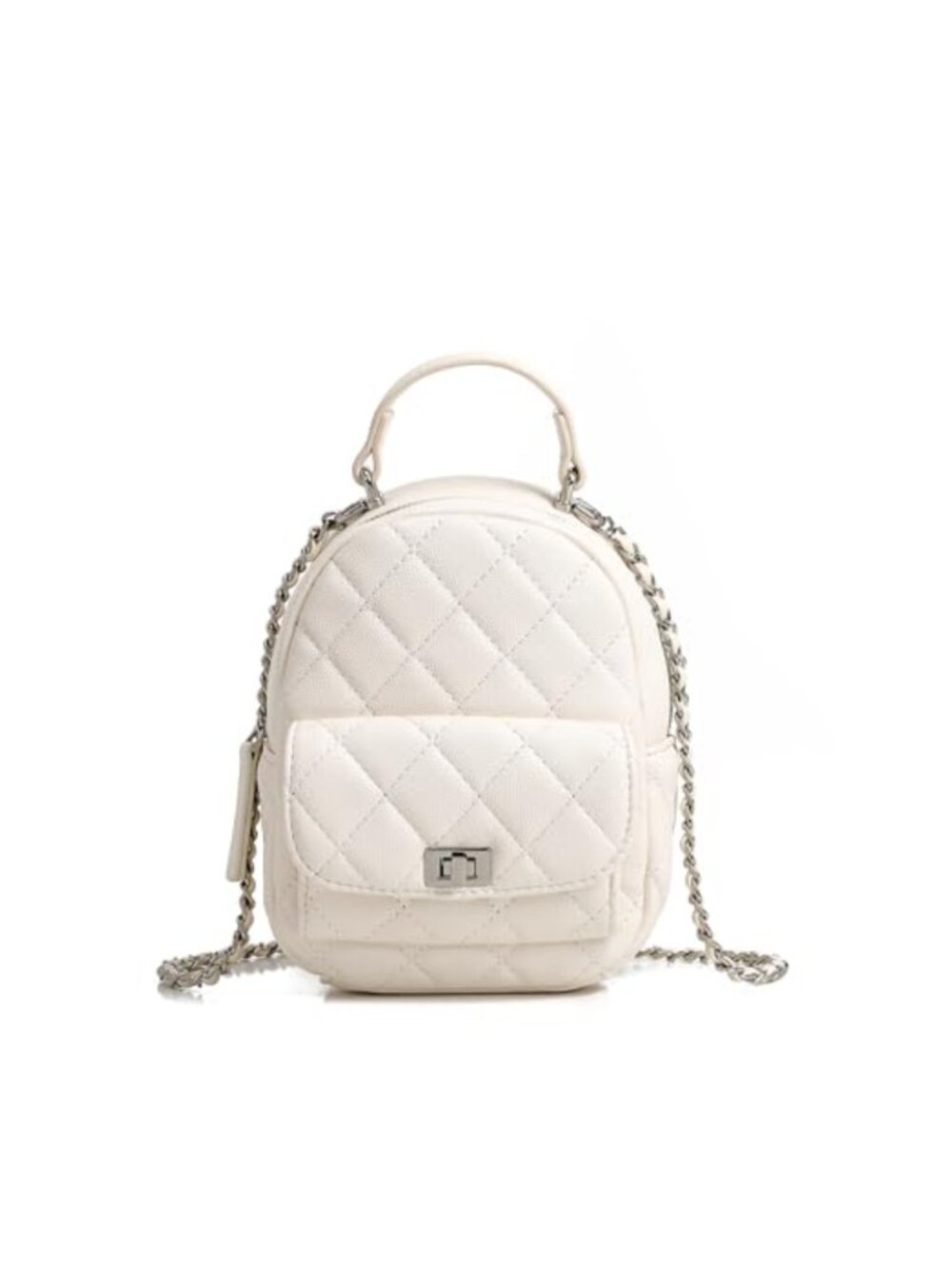 Quilted Mini Backpack Vegan Leather Convertible Crossbody Chain